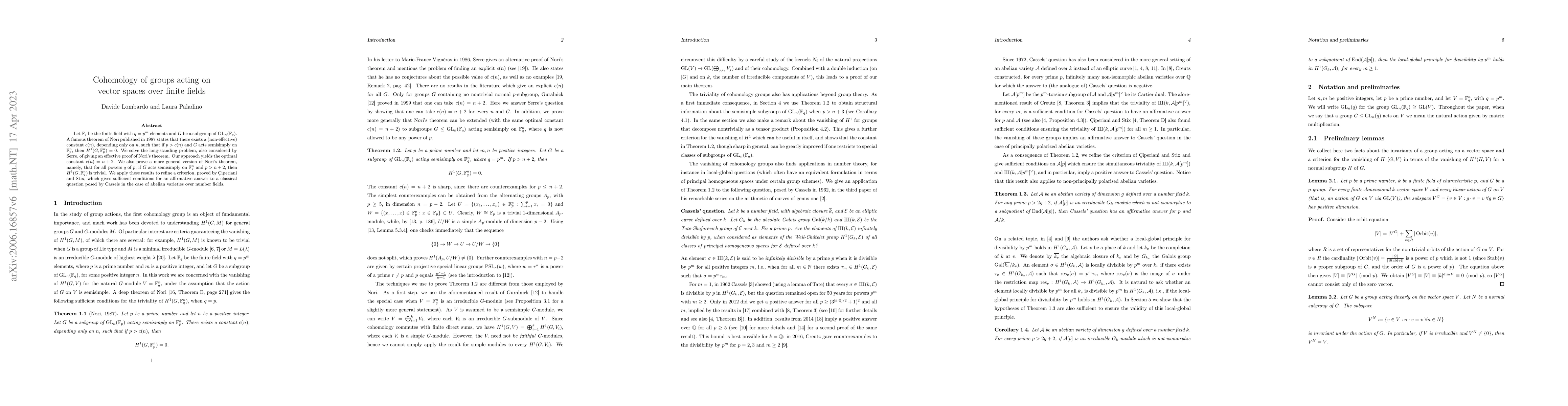 Thumbnail for Cohomology of groups acting on vector spaces over finite fields
