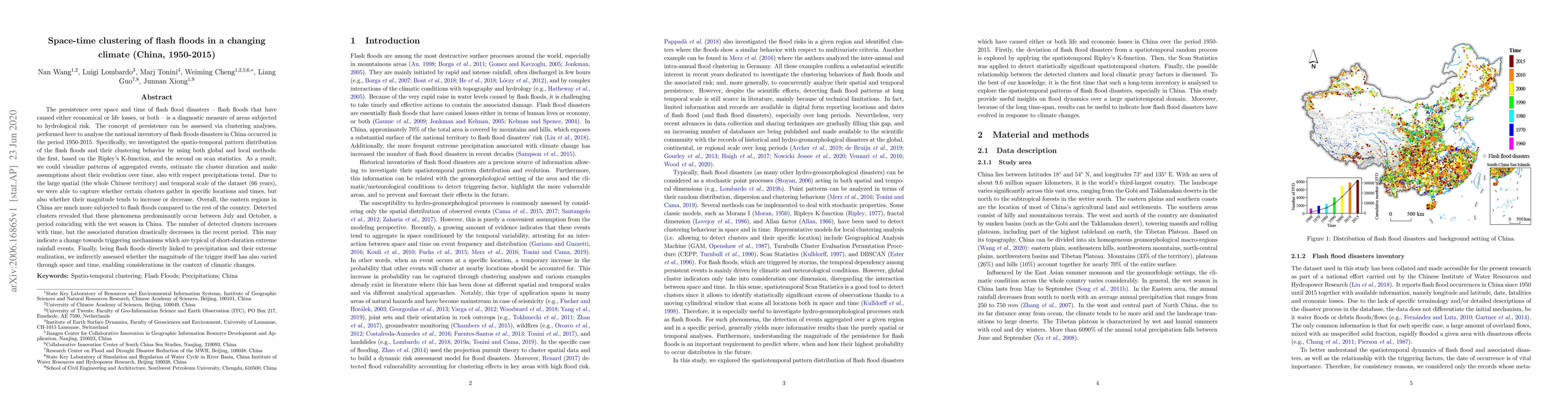 Thumbnail for Space-time clustering of flash floods in a changing climate (China,
  1950-2015)