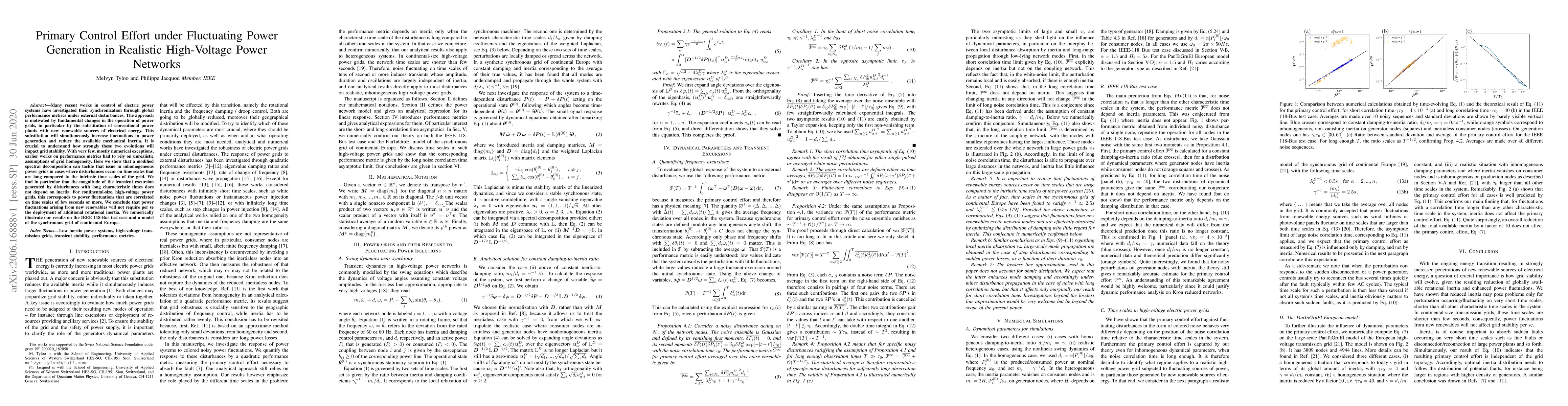 Thumbnail for Primary Control Effort under Fluctuating Power Generation in Realistic
  High-Voltage Power Networks