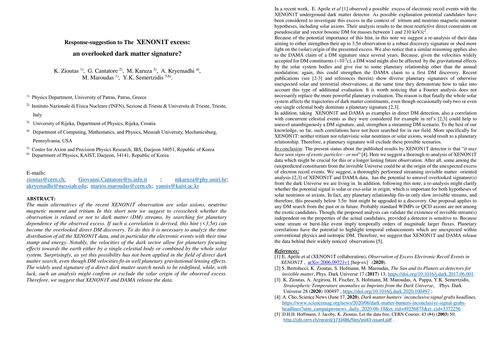 Thumbnail for Response-suggestion to The XENON1T excess: an overlooked dark matter
  signature?