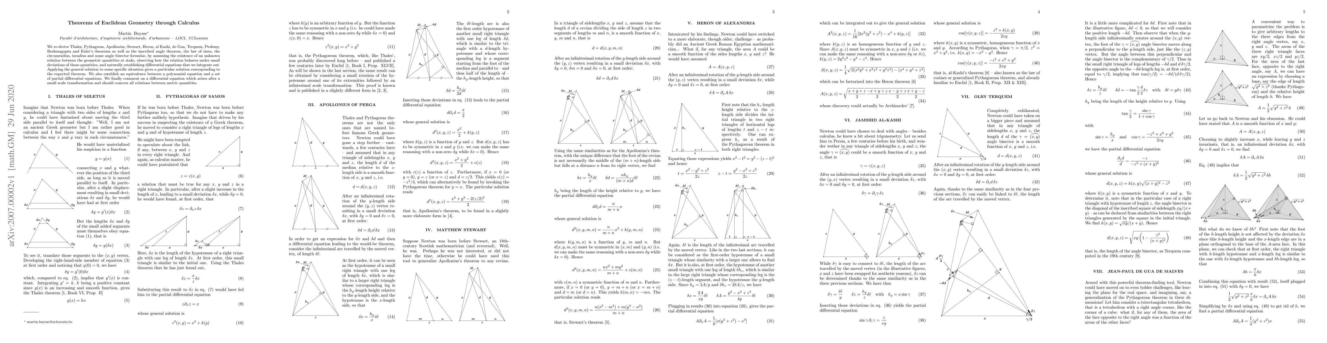 Thumbnail for Theorems of Euclidean Geometry through Calculus