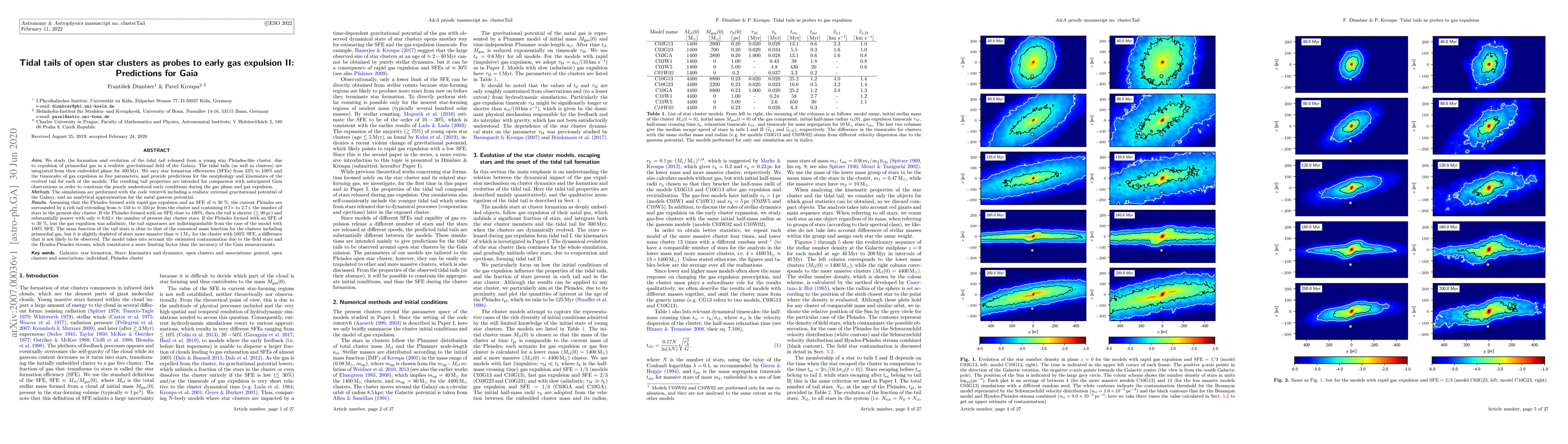 Thumbnail for Tidal tails of open star clusters as probes to early gas expulsion II:
  Predictions for Gaia