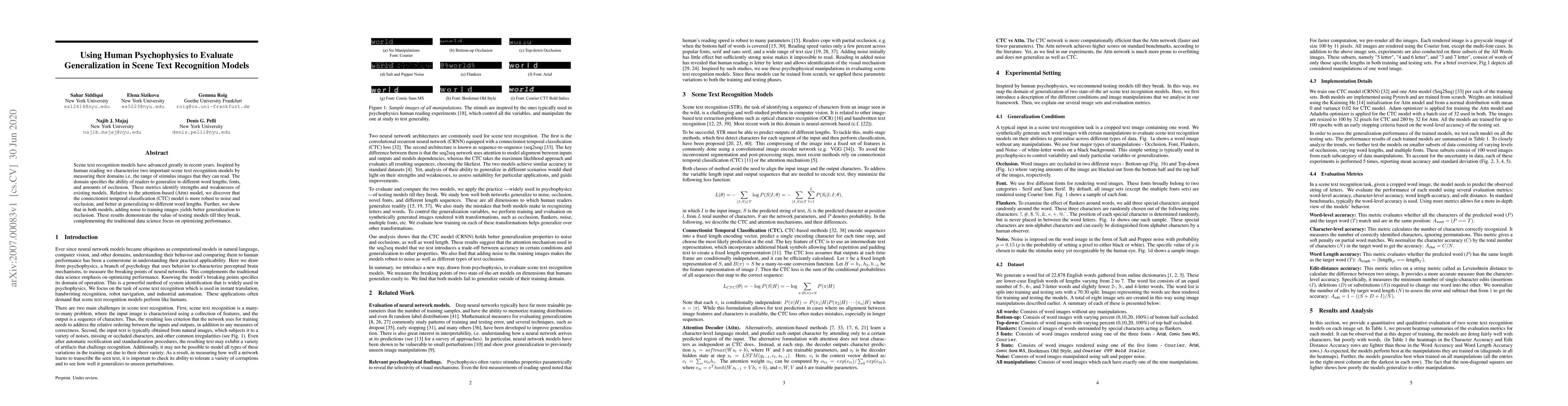 Thumbnail for Using Human Psychophysics to Evaluate Generalization in Scene Text
  Recognition Models