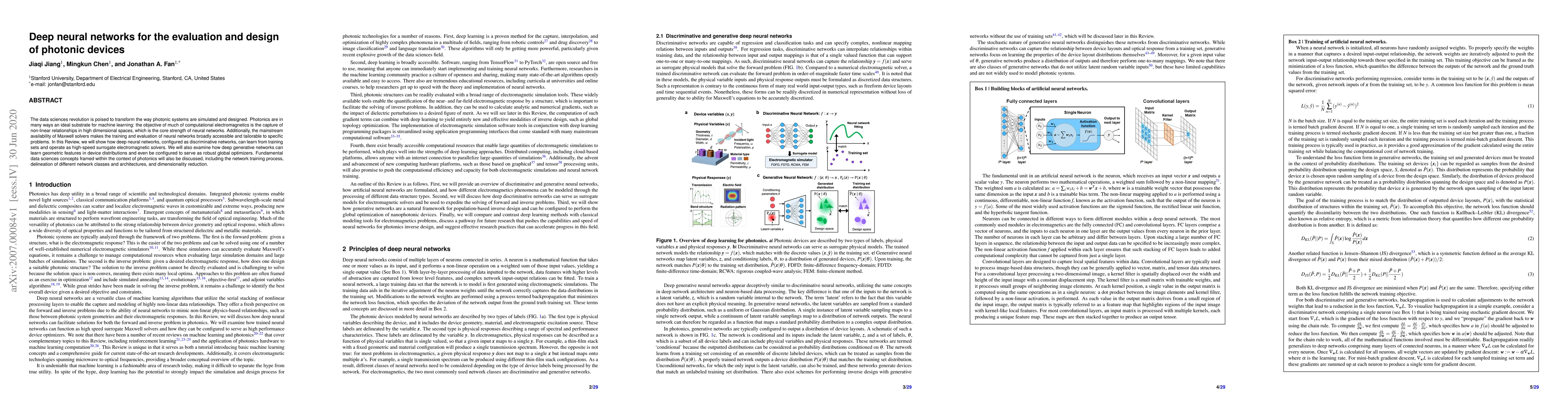 Thumbnail for Deep neural networks for the evaluation and design of photonic devices