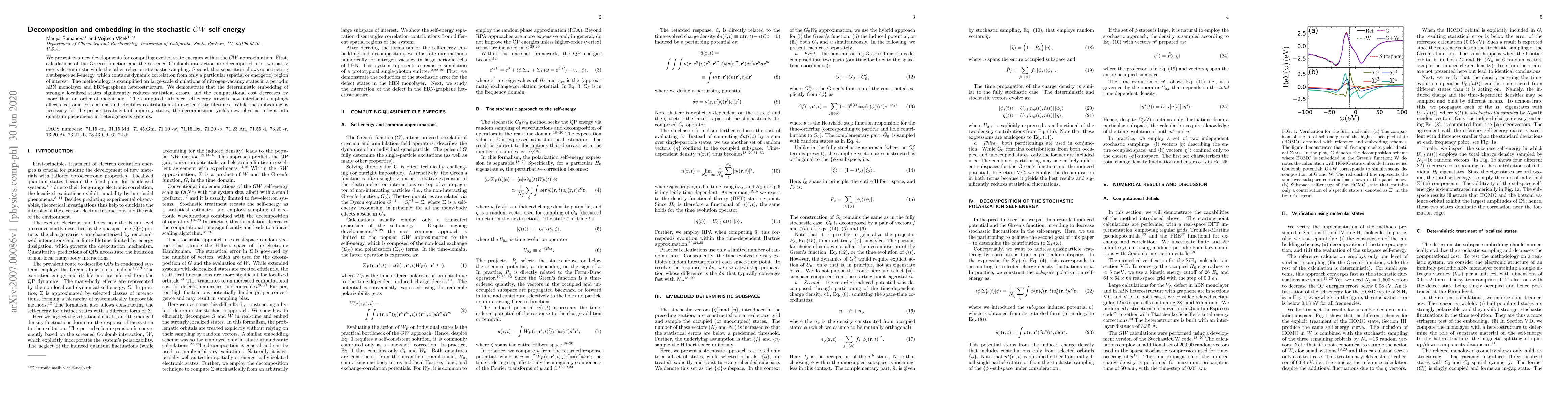 Thumbnail for Decomposition and embedding in the stochastic $GW$ self-energy