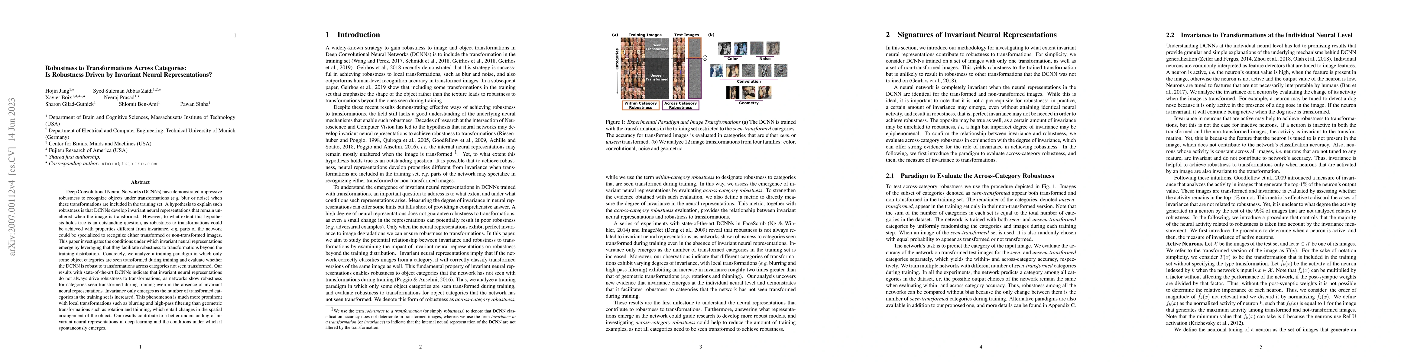 Thumbnail for Robustness to Transformations Across Categories: Is Robustness To
  Transformations Driven by Invariant Neural Representations?