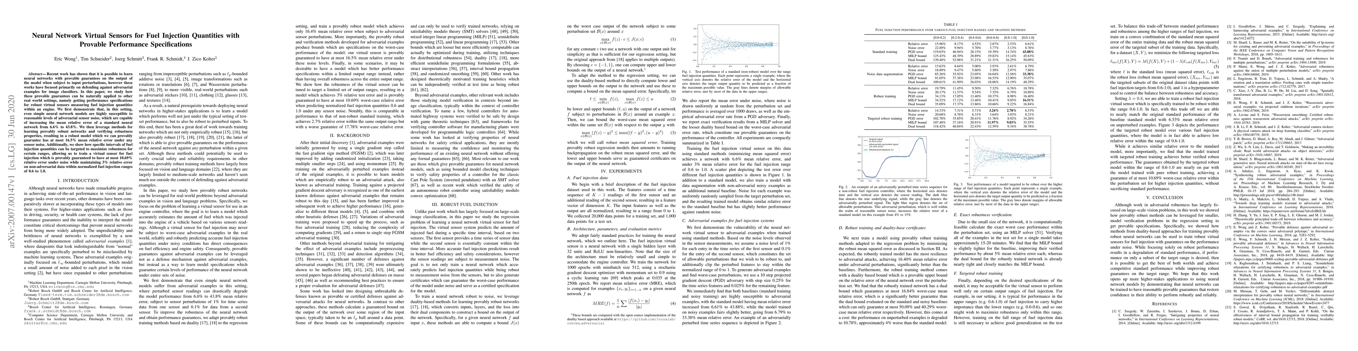 Thumbnail for Neural Network Virtual Sensors for Fuel Injection Quantities with
  Provable Performance Specifications