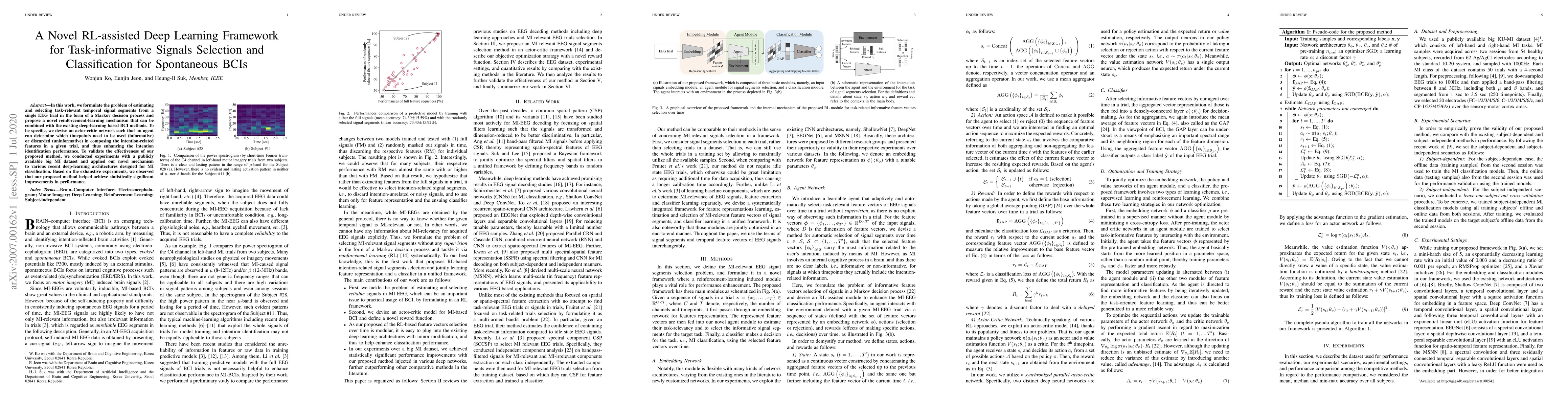 Thumbnail for A Novel RL-assisted Deep Learning Framework for Task-informative Signals
  Selection and Classification for Spontaneous BCIs