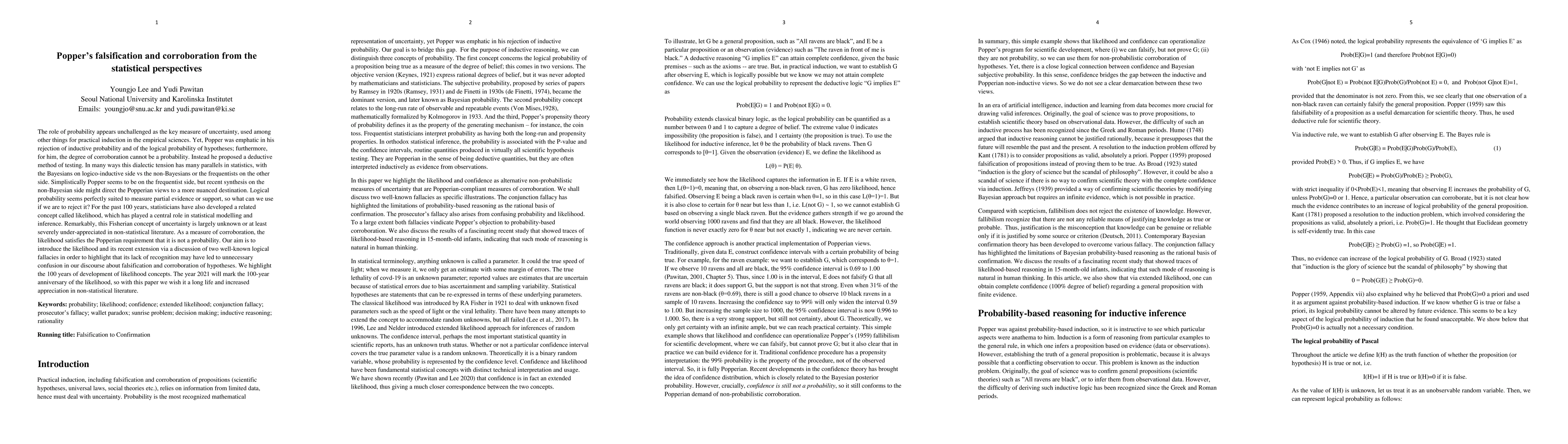 Thumbnail for Popper's falsification and corroboration from the statistical
  perspectives