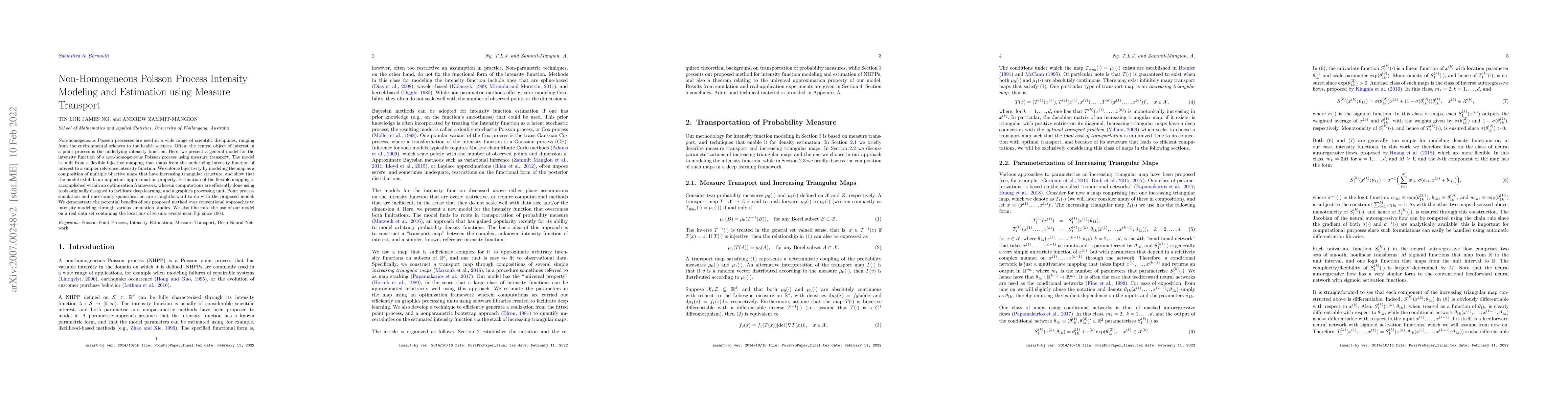 Thumbnail for Non-Homogeneous Poisson Process Intensity Modeling and Estimation using
  Measure Transport