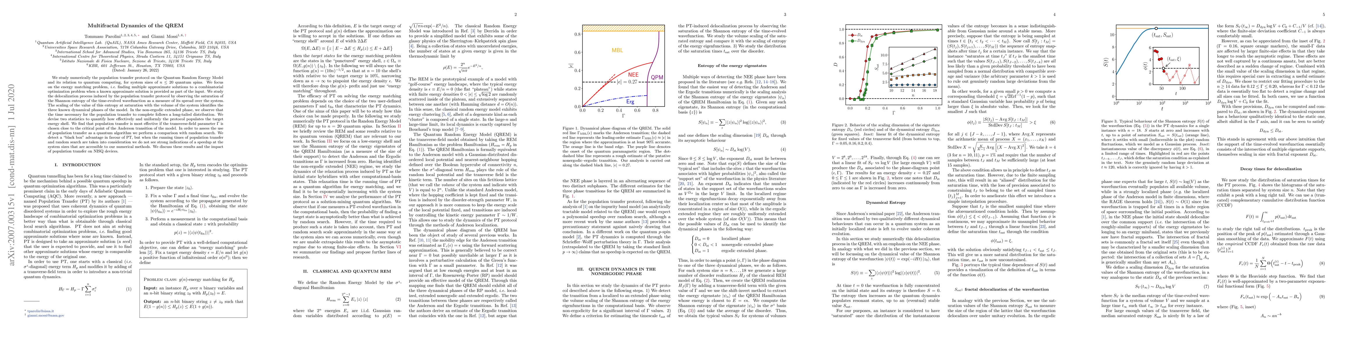 Thumbnail for Multifractal Dynamics of the QREM