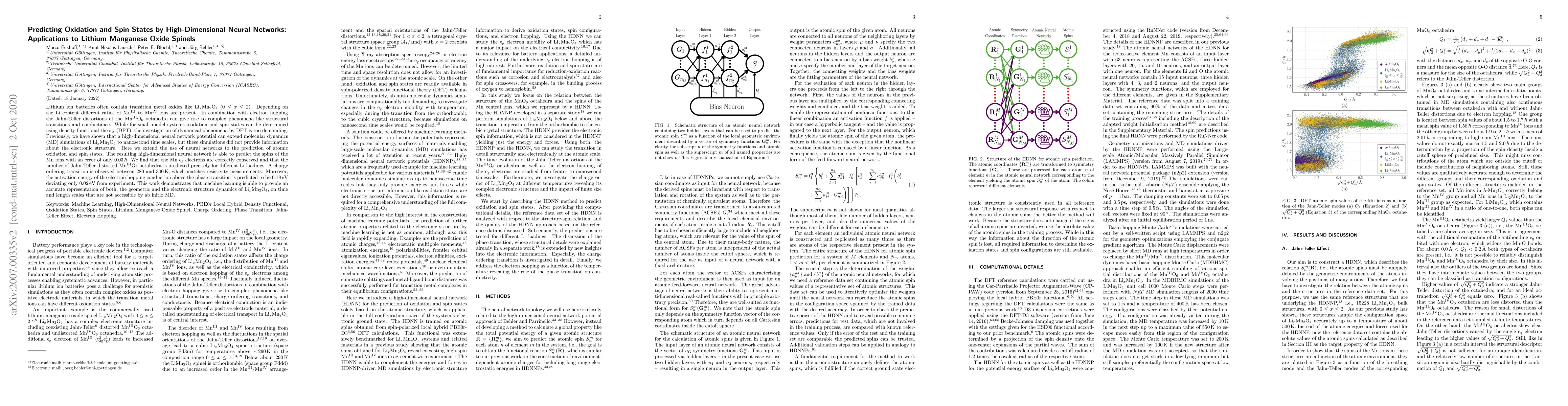 Thumbnail for Predicting Oxidation and Spin States by High-Dimensional Neural
  Networks: Applications to Lithium Manganese Oxide Spinels