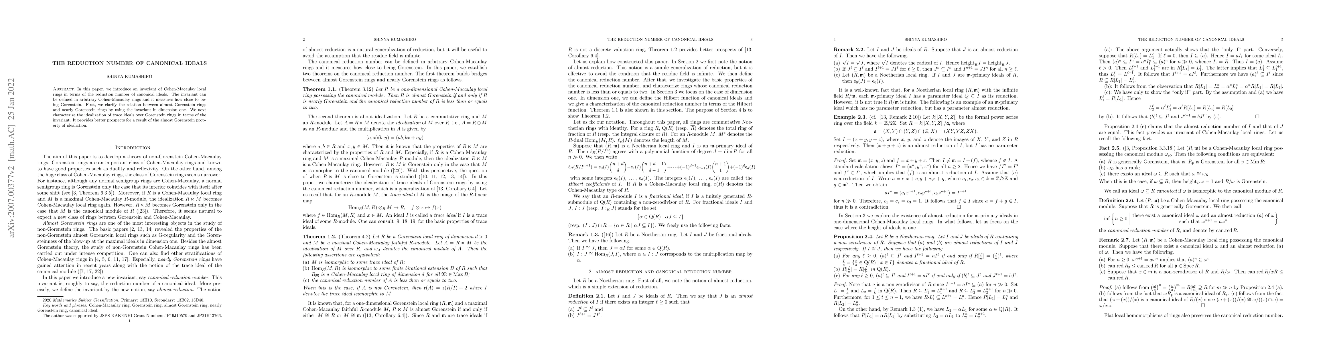 Thumbnail for The reduction number of canonical ideals