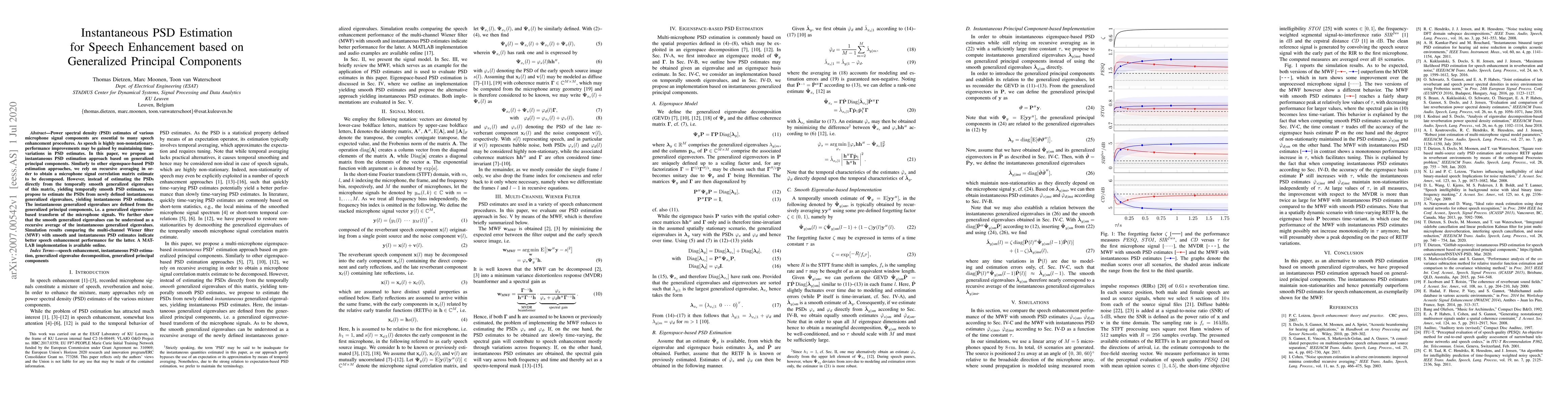 Thumbnail for Instantaneous PSD Estimation for Speech Enhancement based on Generalized
  Principal Components