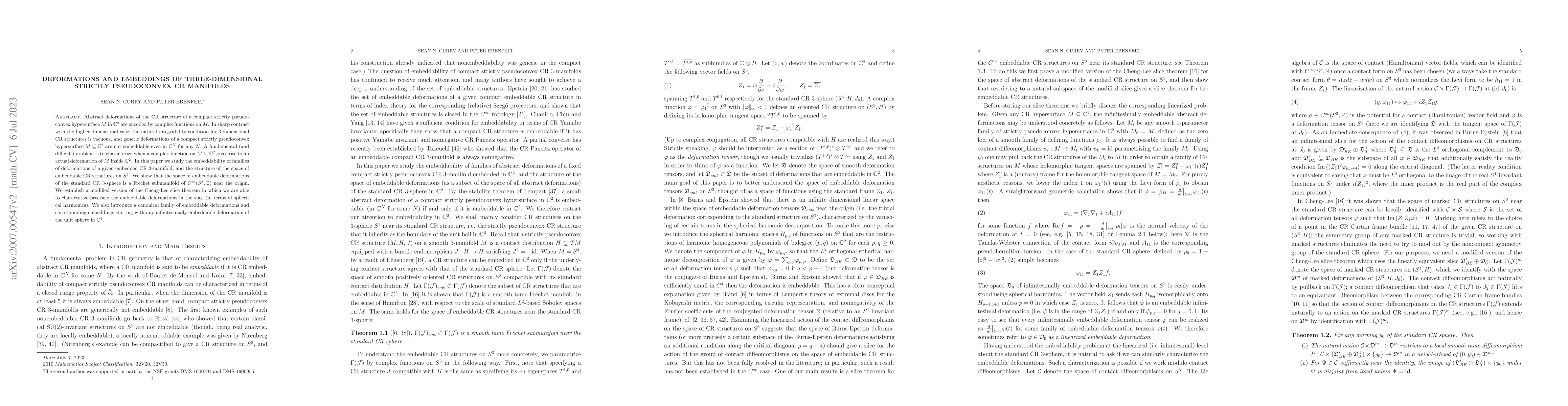 Thumbnail for Deformations and embeddings of three-dimensional strictly pseudoconvex
  CR manifolds