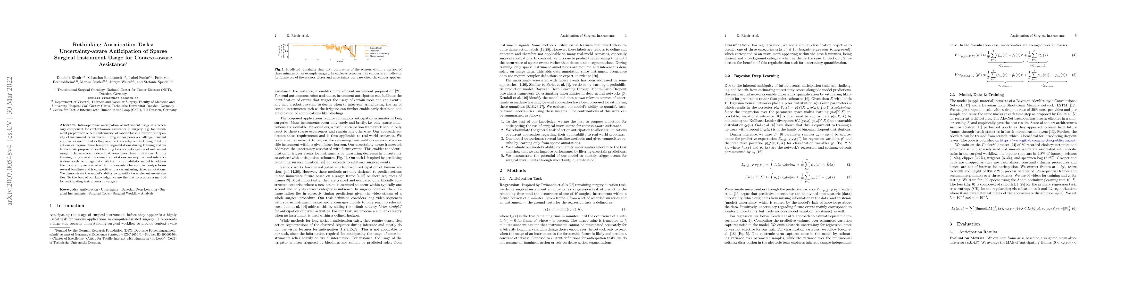 Thumbnail for Rethinking Anticipation Tasks: Uncertainty-aware Anticipation of Sparse
  Surgical Instrument Usage for Context-aware Assistance