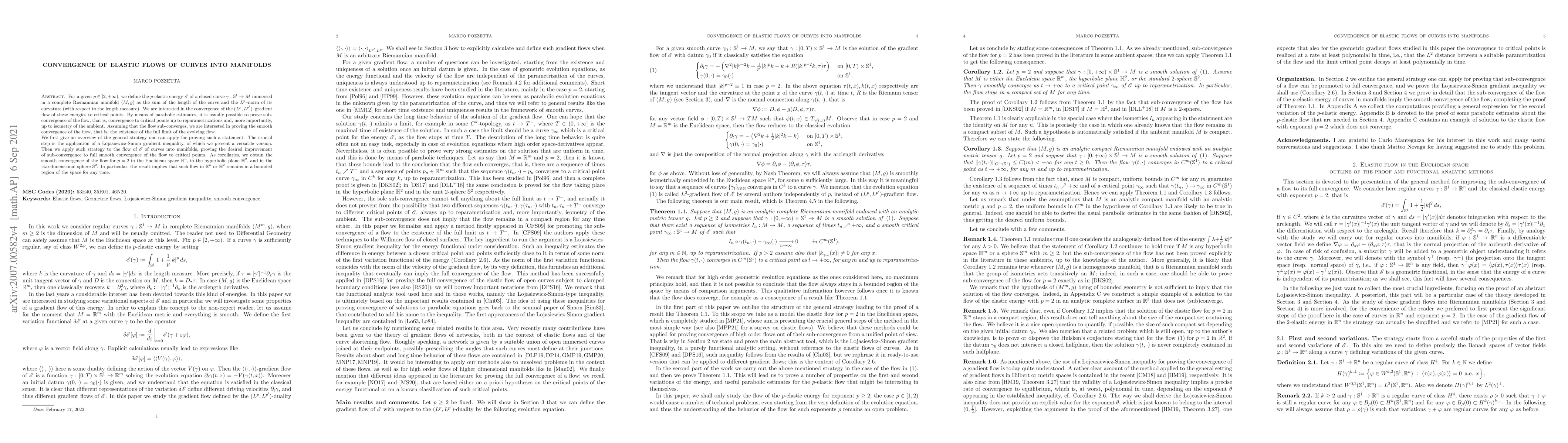 Thumbnail for Convergence of elastic flows of curves into manifolds