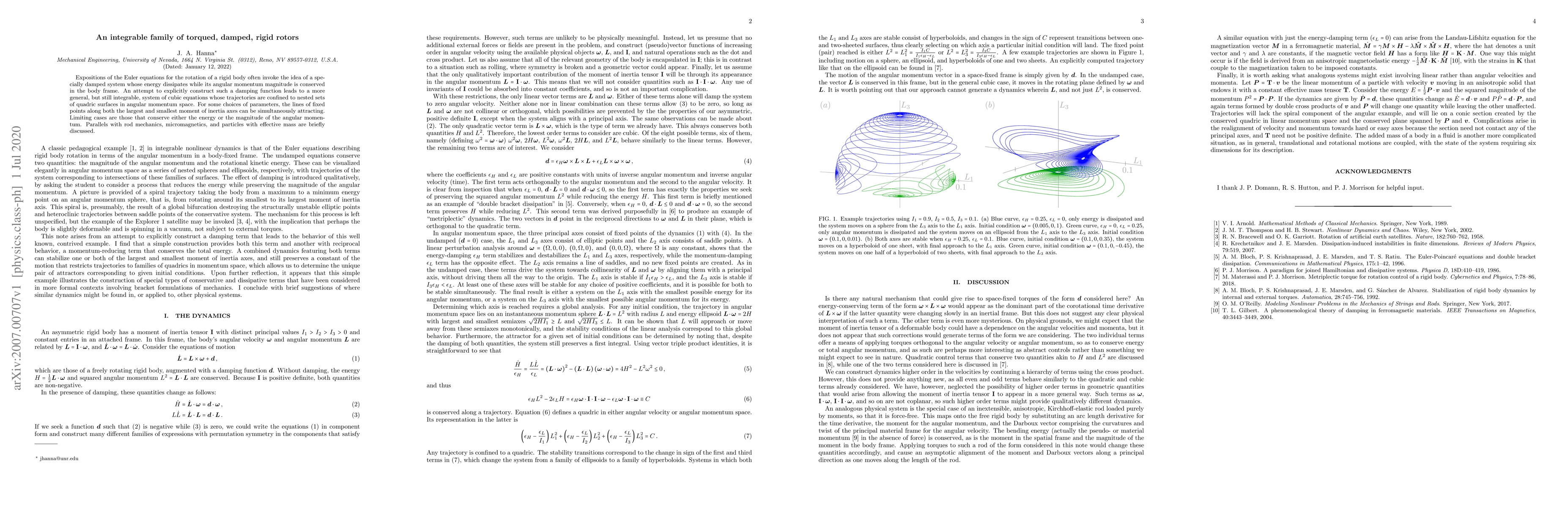 Thumbnail for An integrable family of torqued, damped, rigid rotors