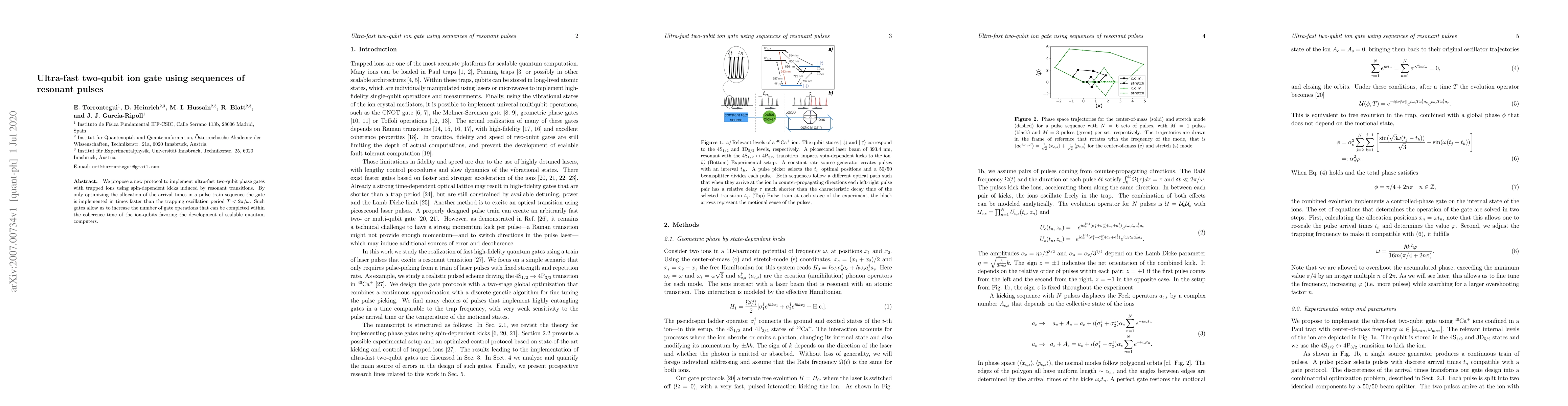 Thumbnail for Ultra-fast two-qubit ion gate using sequences of resonant pulses