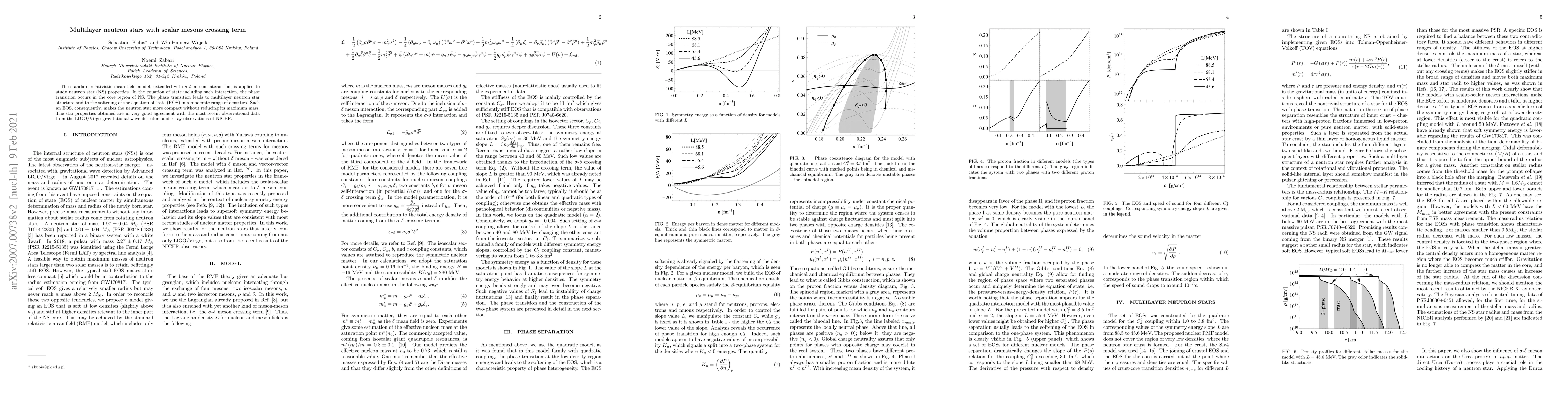 Thumbnail for Multilayer neutron stars with scalar mesons crossing term