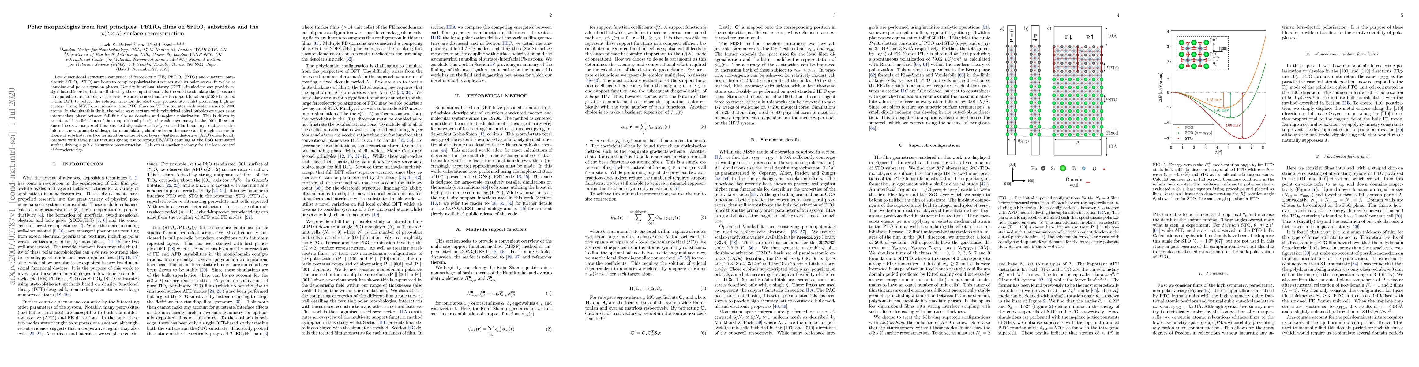 Thumbnail for Polar morphologies from first principles: PbTiO$_3$ films on SrTiO$_3$
  substrates and the $p(2 \times \Lambda)$ surface reconstruction