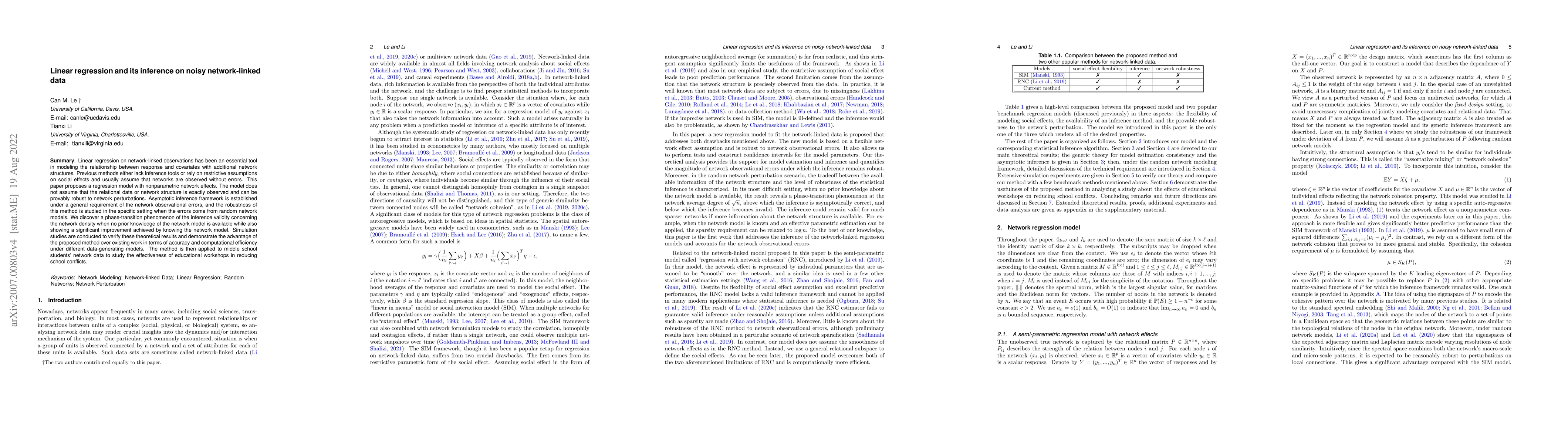Thumbnail for Linear regression and its inference on noisy network-linked data