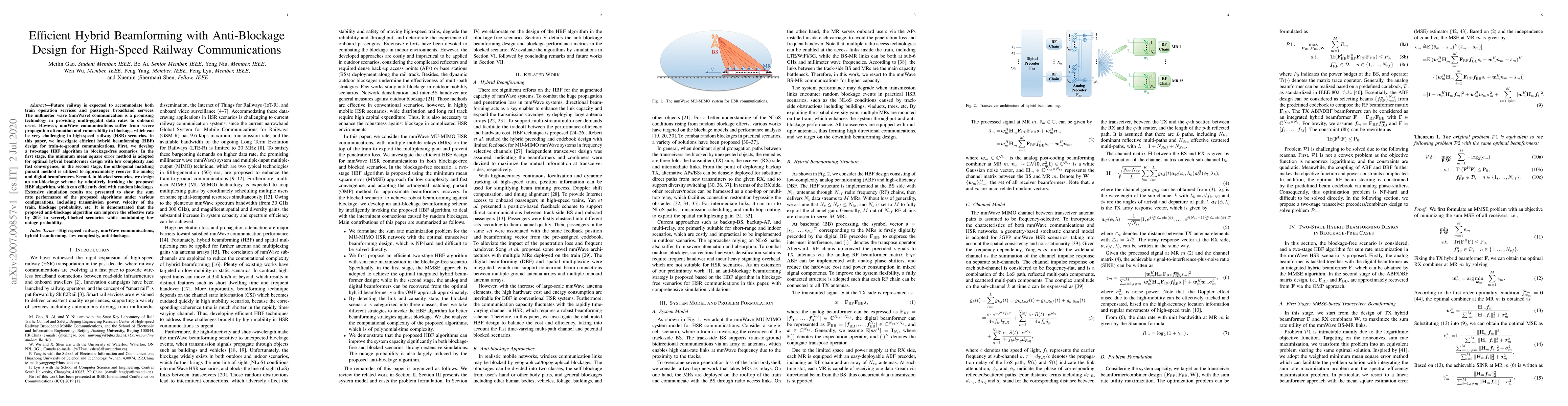 Thumbnail for Efficient Hybrid Beamforming with Anti-Blockage Design for High-Speed
  Railway Communications