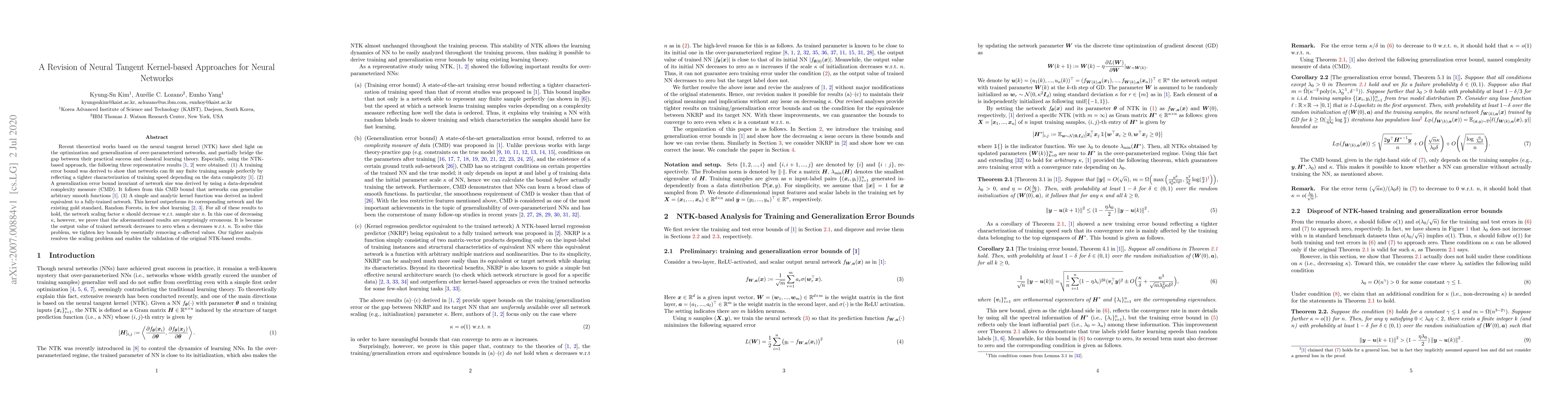 Thumbnail for A Revision of Neural Tangent Kernel-based Approaches for Neural Networks
