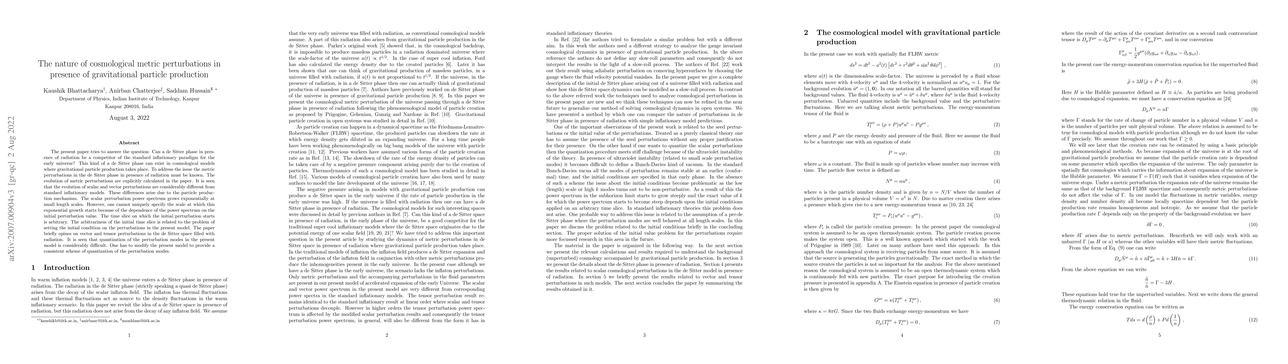 Thumbnail for The nature of cosmological metric perturbations in presence of
  gravitational particle production