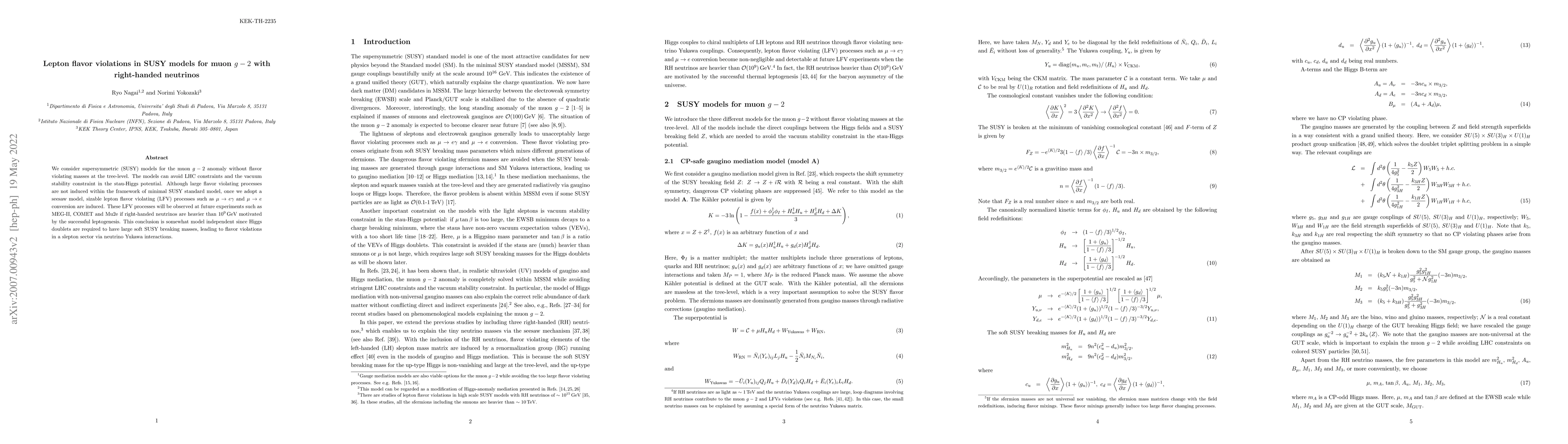 Thumbnail for Lepton flavor violations in SUSY models for muon $g-2$ with right-handed
  neutrinos