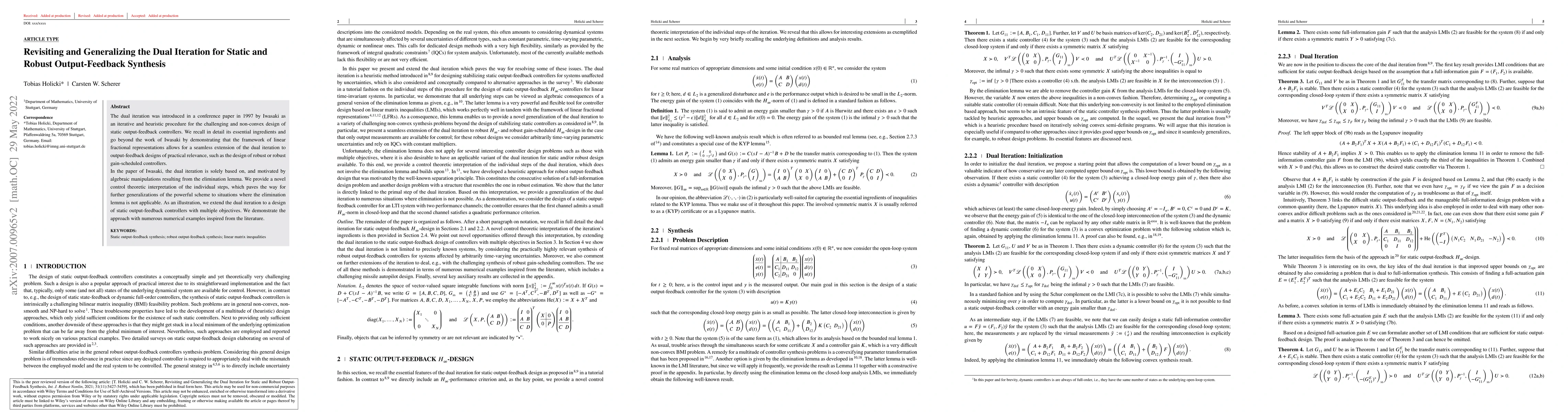 Thumbnail for Revisiting and Generalizing the Dual Iteration for Static and Robust
  Output-Feedback Synthesis