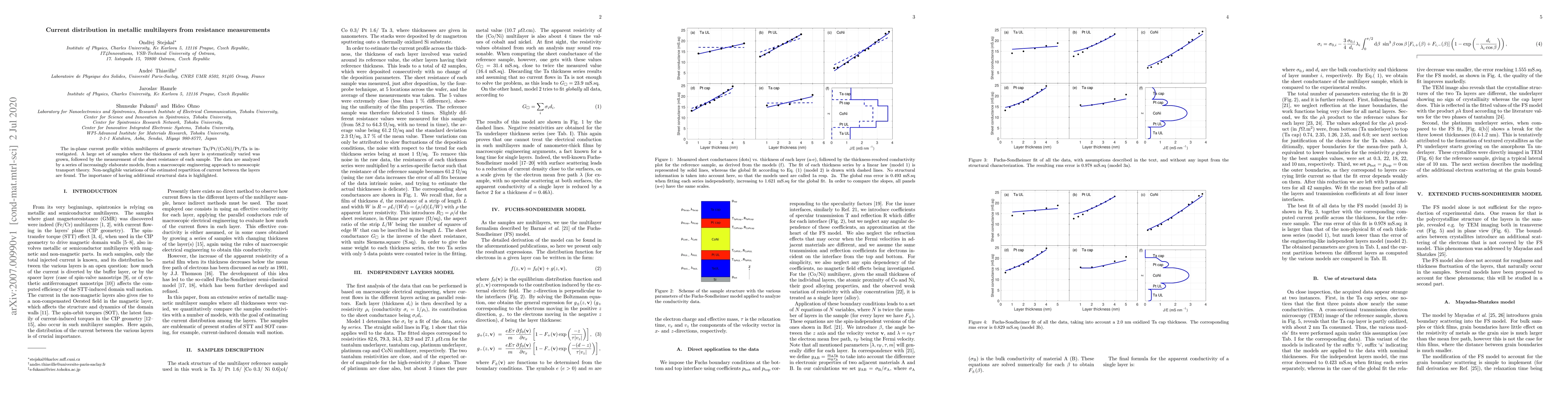 Thumbnail for Current distribution in metallic multilayers from resistance
  measurements