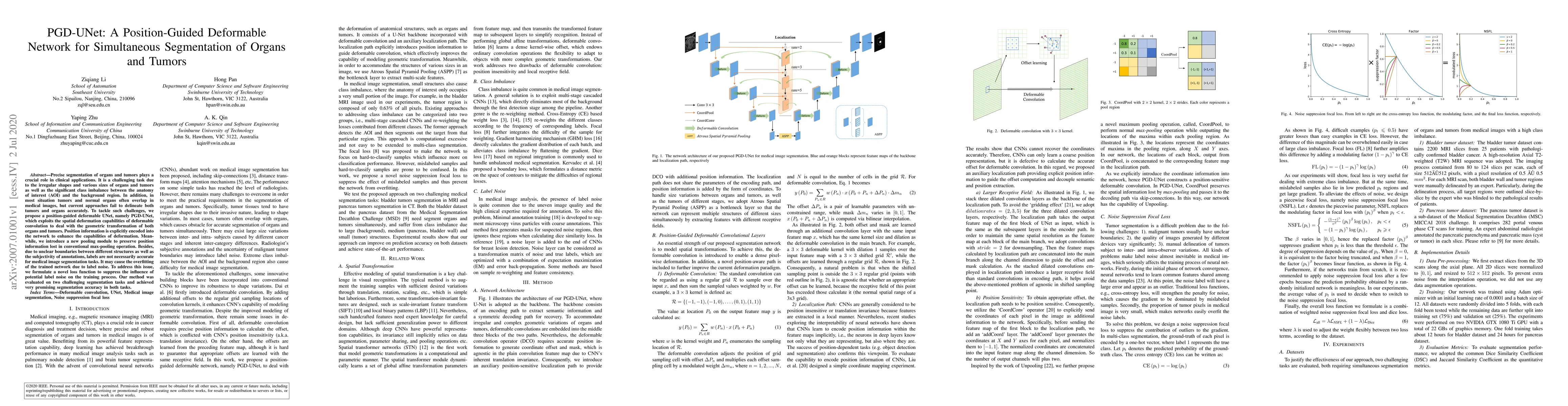 Thumbnail for PGD-UNet: A Position-Guided Deformable Network for Simultaneous
  Segmentation of Organs and Tumors