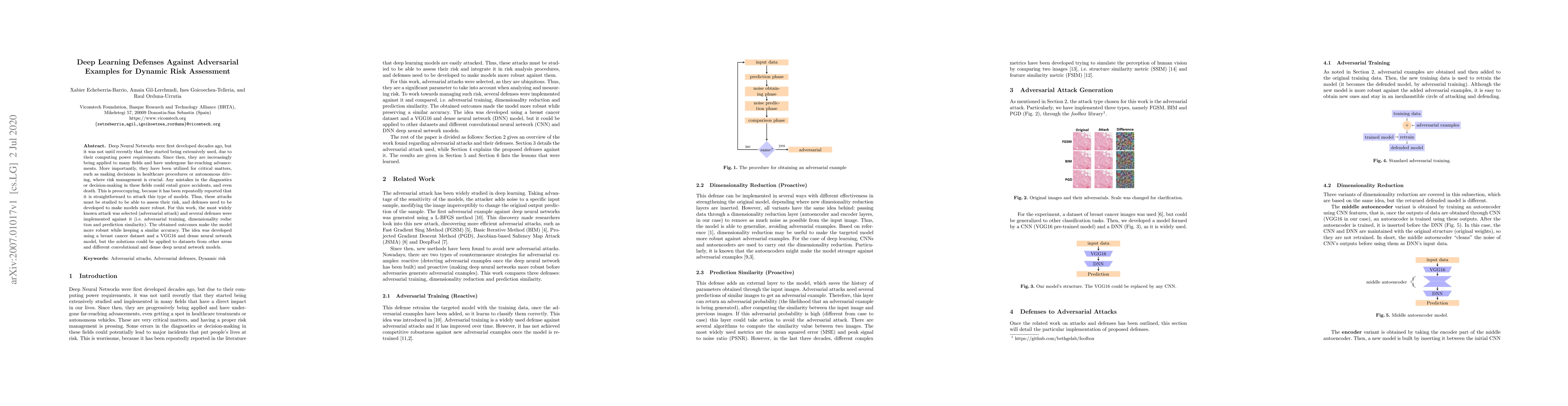 Thumbnail for Deep Learning Defenses Against Adversarial Examples for Dynamic Risk
  Assessment