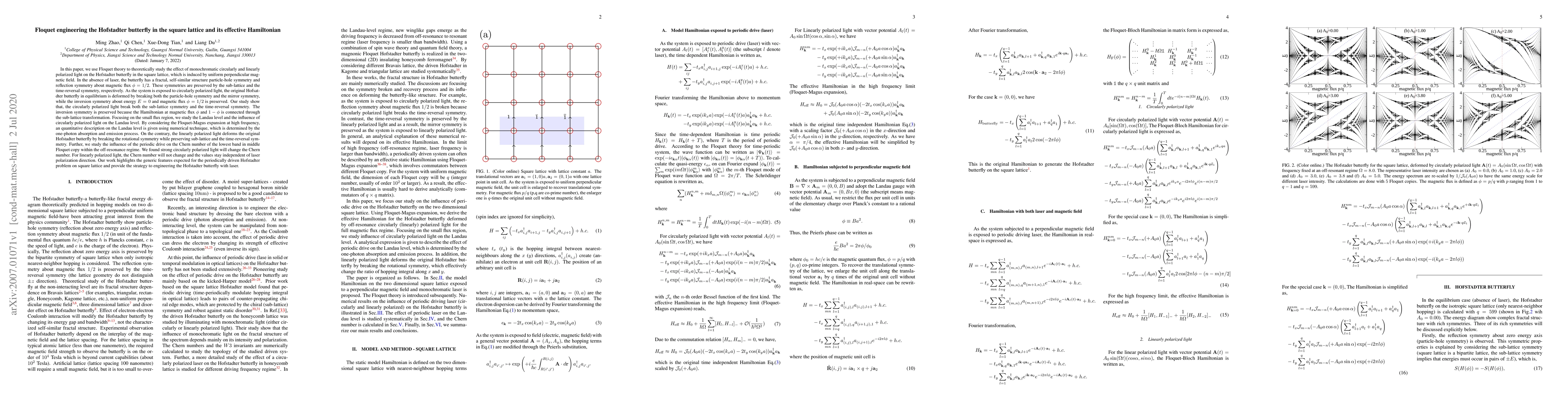 Thumbnail for Floquet engineering the Hofstadter butterfly in the square lattice and
  its effective Hamiltonian