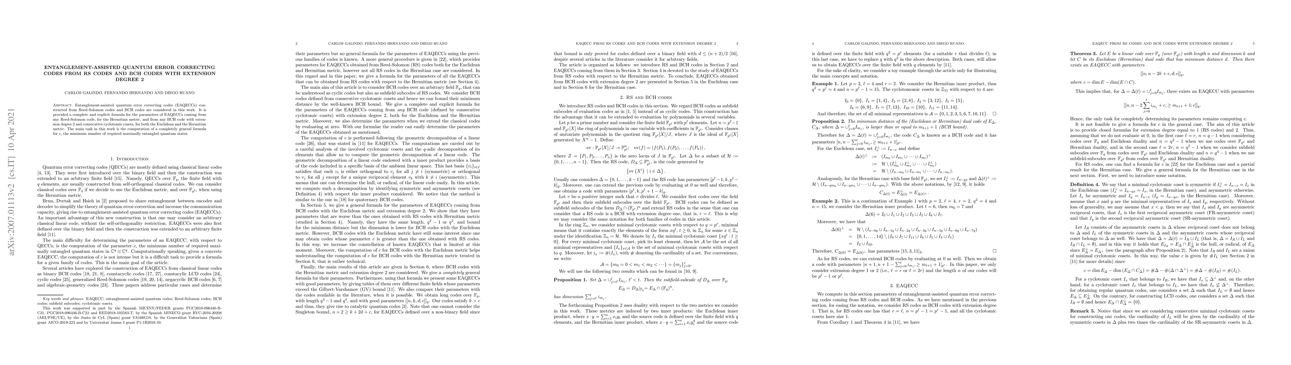 Thumbnail for Entanglement-Assisted Quantum Error Correcting Codes From RS Codes and
  BCH Codes with Extension Degree 2