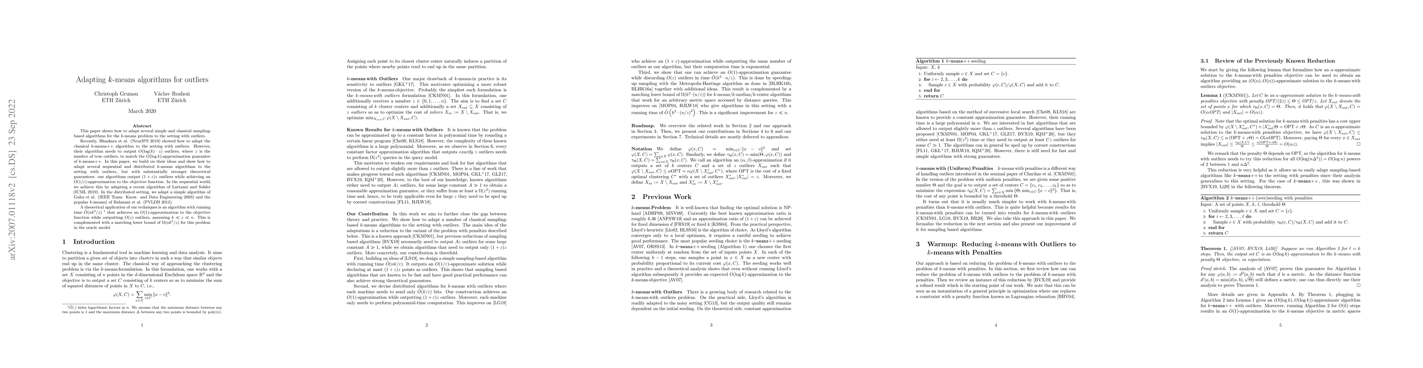 Thumbnail for Adapting $k$-means algorithms for outliers