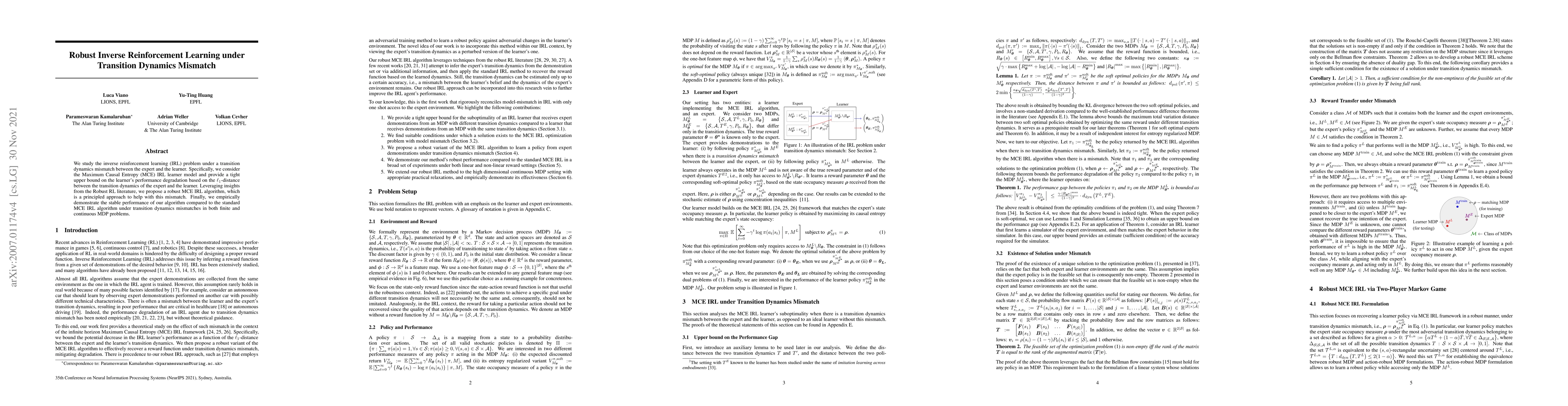 Thumbnail for Robust Inverse Reinforcement Learning under Transition Dynamics Mismatch