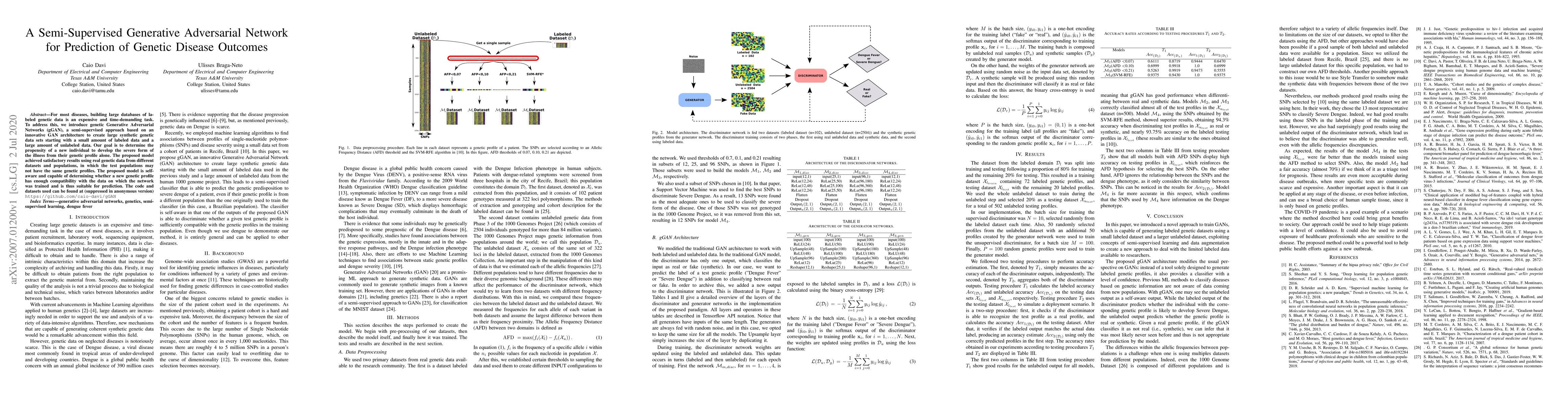 Thumbnail for A Semi-Supervised Generative Adversarial Network for Prediction of
  Genetic Disease Outcomes