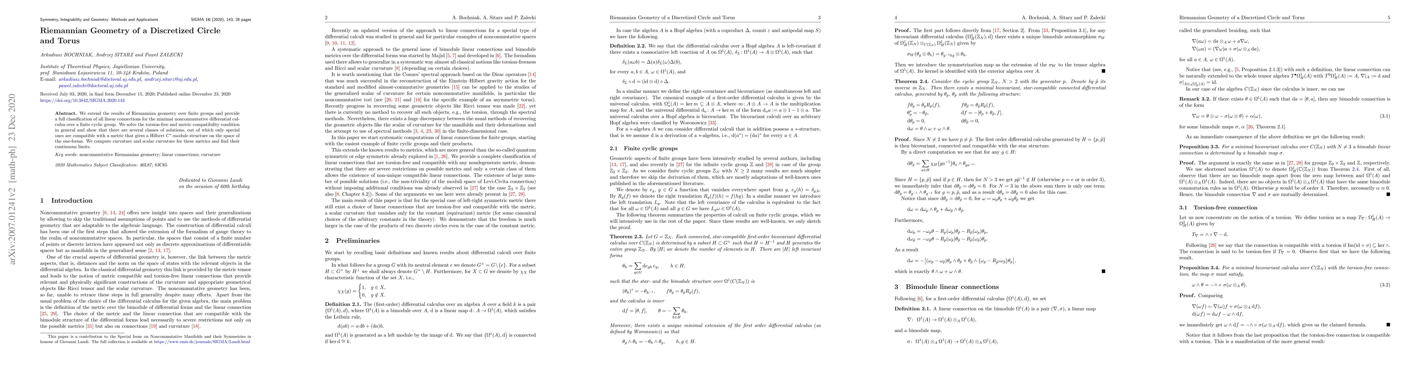 Thumbnail for Riemannian Geometry of a Discretized Circle and Torus