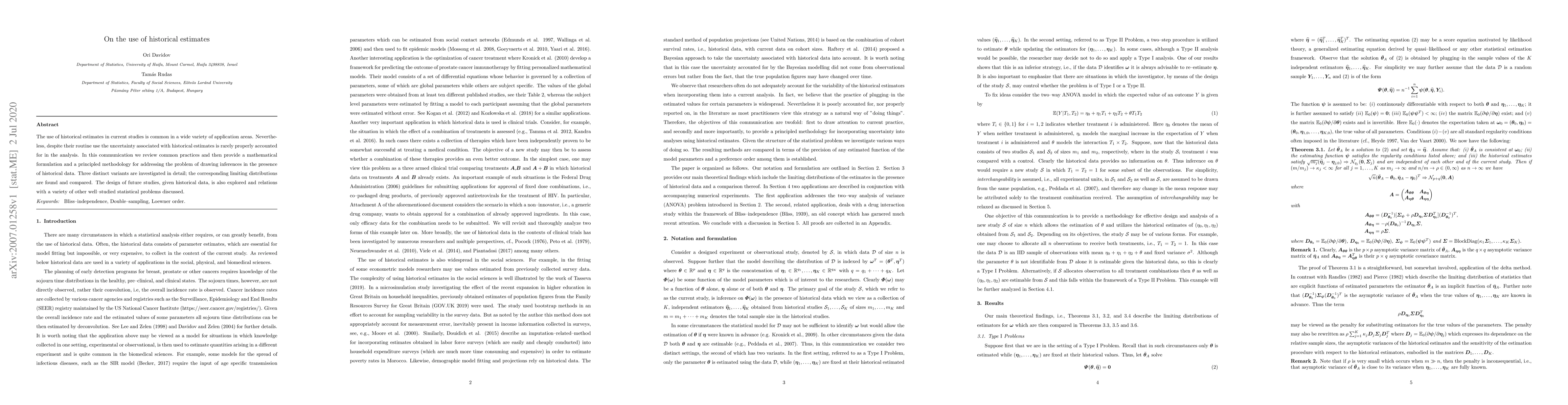 Thumbnail for On the use of historical estimates