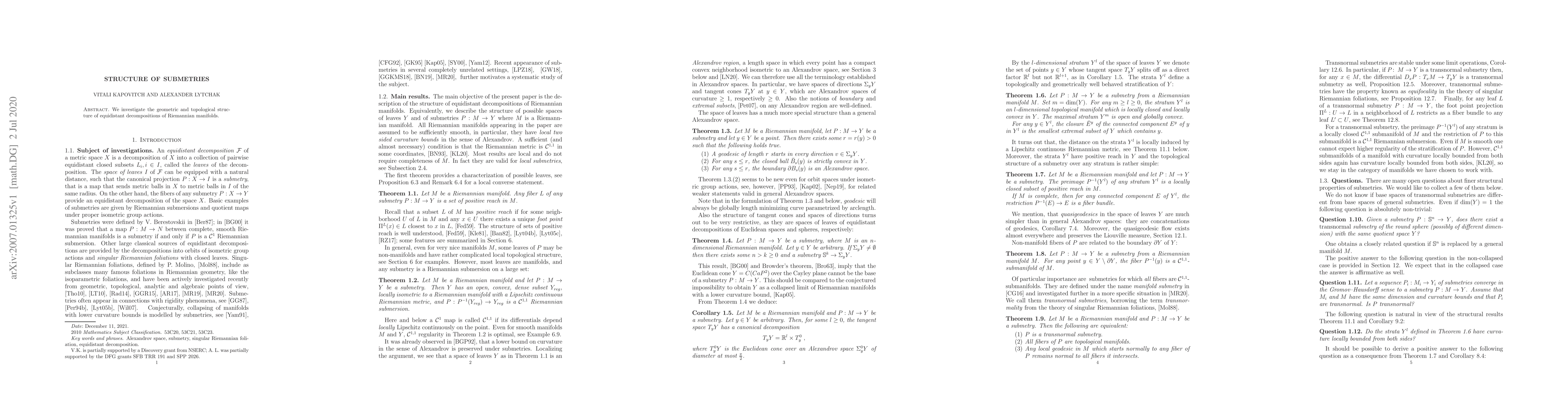 Thumbnail for Structure of Submetries