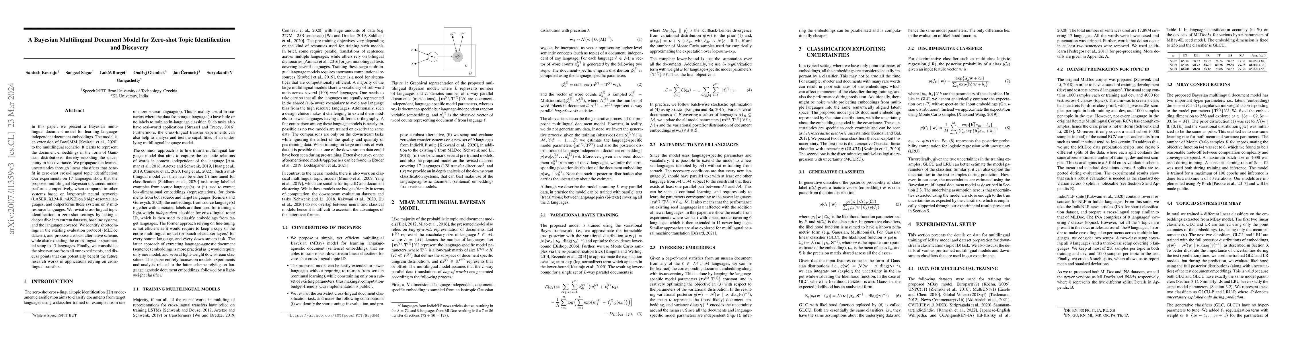 Thumbnail for A Bayesian Multilingual Document Model for Zero-shot Topic
  Identification and Discovery
