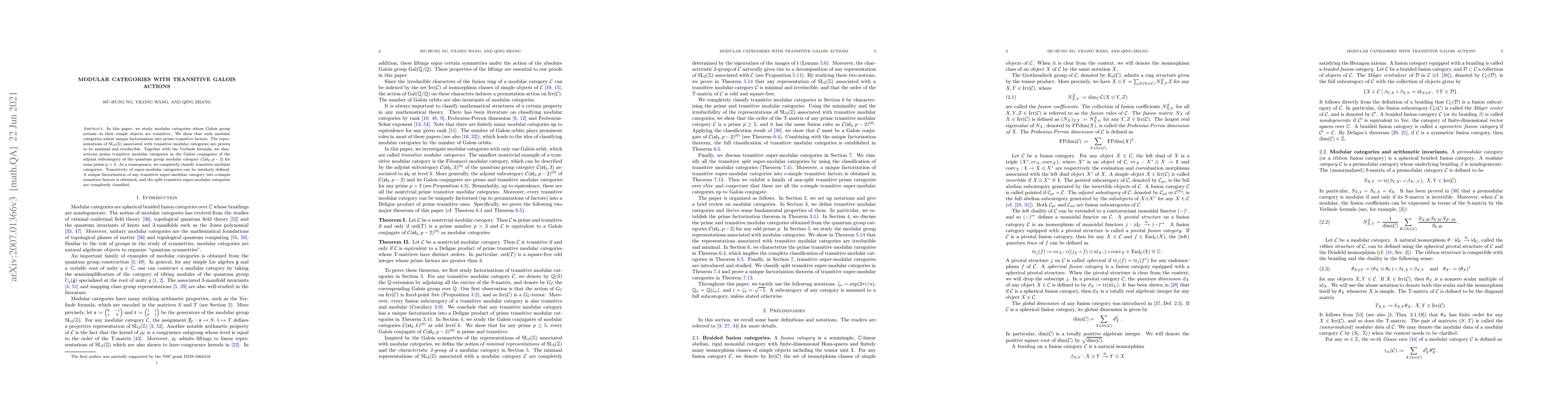 Thumbnail for Modular categories with transitive Galois actions