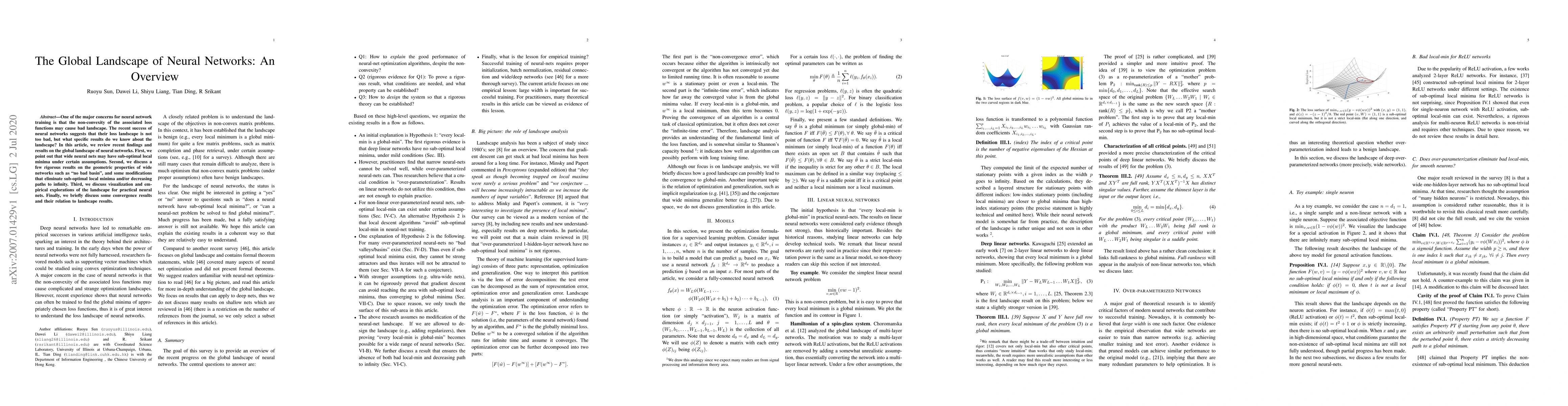 Thumbnail for The Global Landscape of Neural Networks: An Overview
