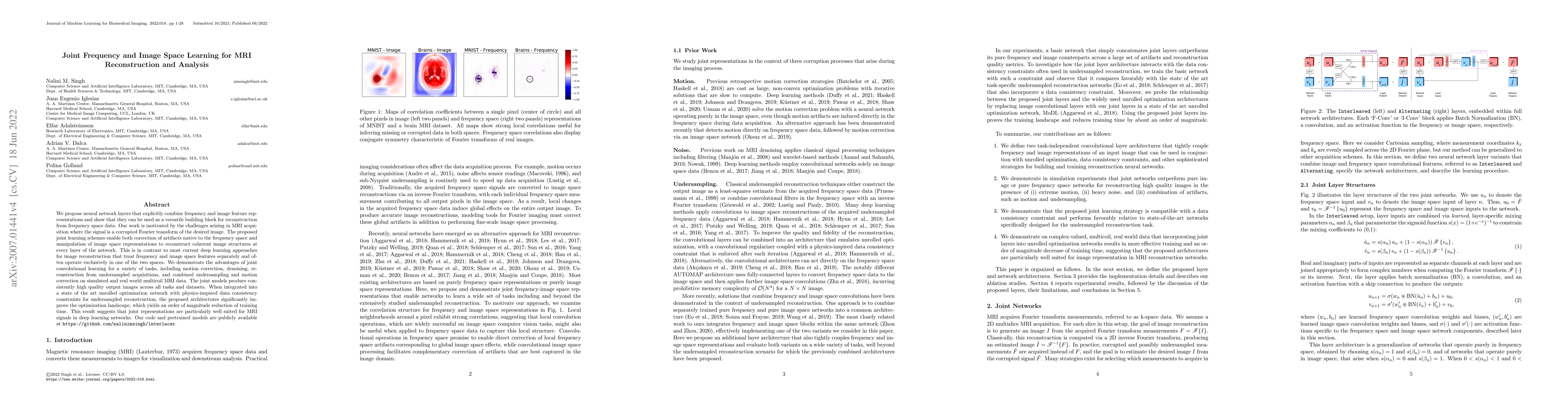 Thumbnail for Joint Frequency and Image Space Learning for MRI Reconstruction and
  Analysis