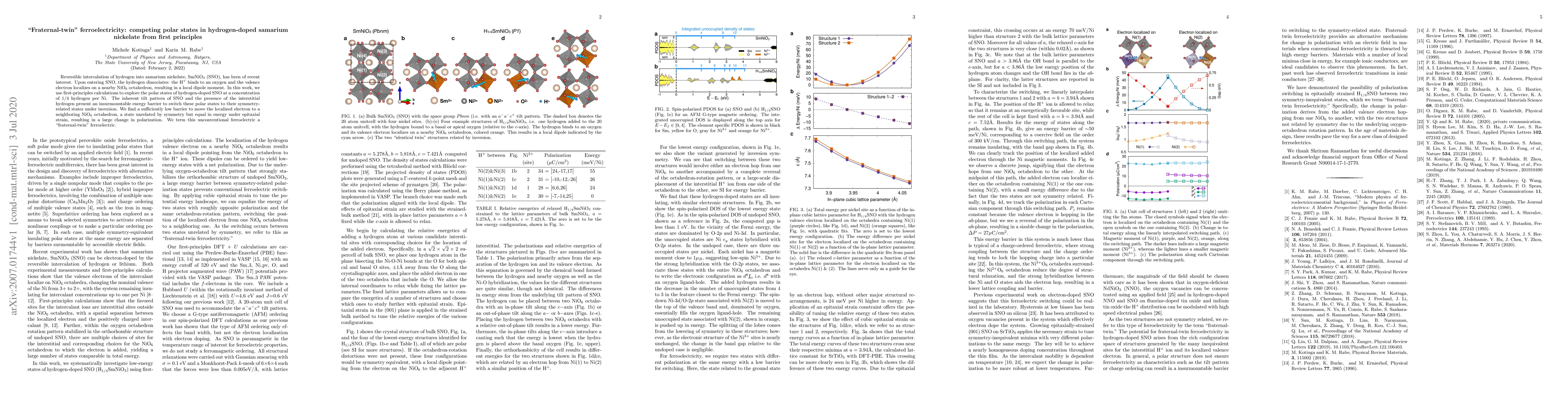 Thumbnail for "Fraternal-twin" ferroelectricity: competing polar states in
  hydrogen-doped samarium nickelate from first principles