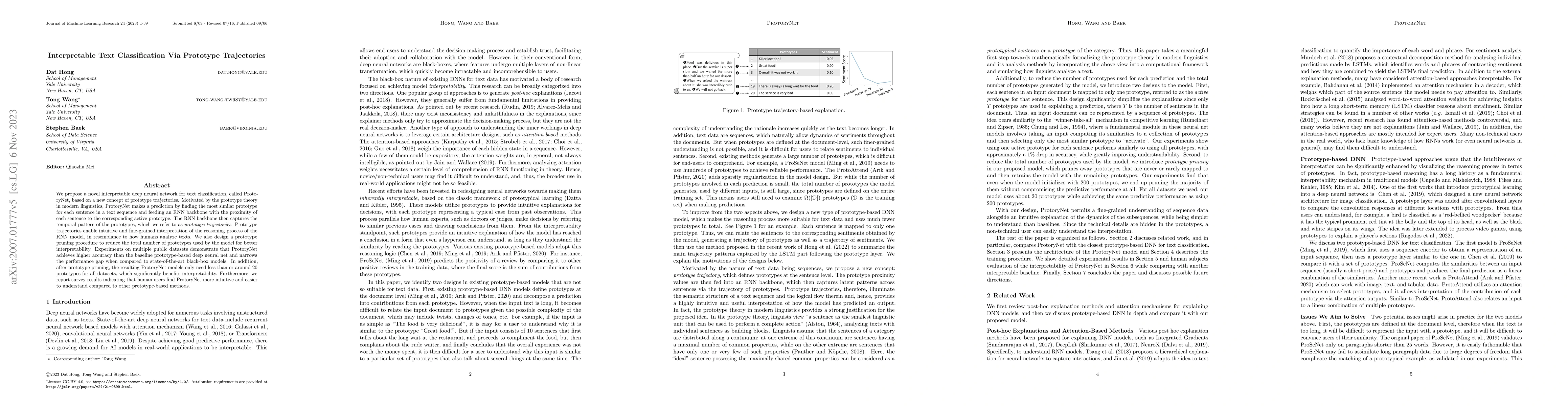 Thumbnail for ProtoryNet - Interpretable Text Classification Via Prototype
  Trajectories
