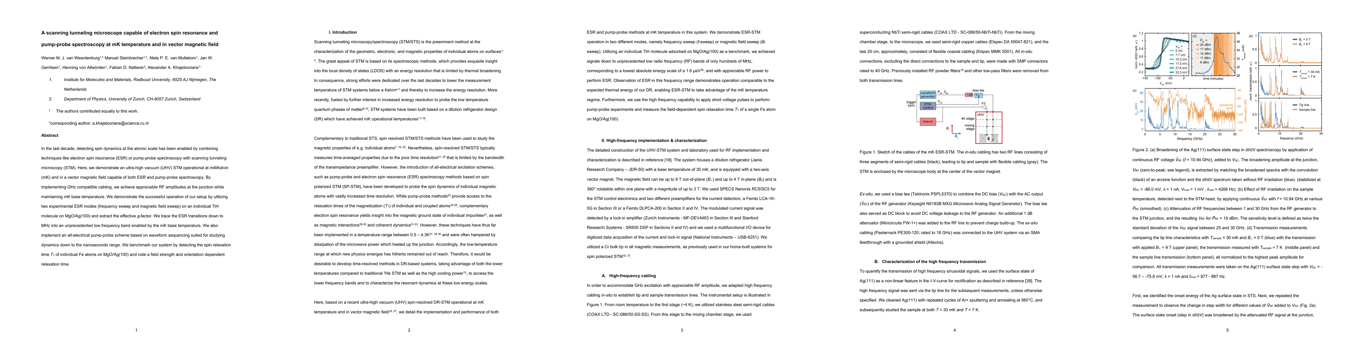 Thumbnail for A scanning tunneling microscope capable of electron spin resonance and
  pump-probe spectroscopy at mK temperature and in vector magnetic field