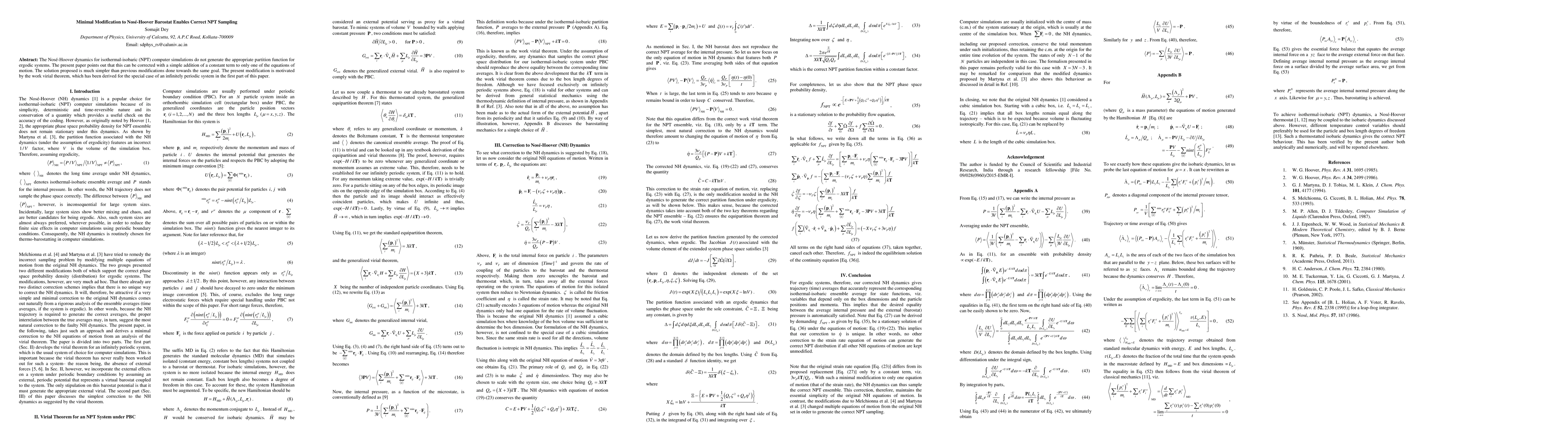 Thumbnail for Minimal Modification to Nos\'e-Hoover Barostat Enables Correct NPT
  Sampling